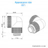 Угловой компресионный фитиинг Barrowch G1/4 Compression Rotary 90° Multi-Link Adapter - Silver